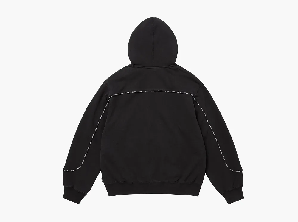 Supreme Piping Zip Up Hooded Sweatshirt Black