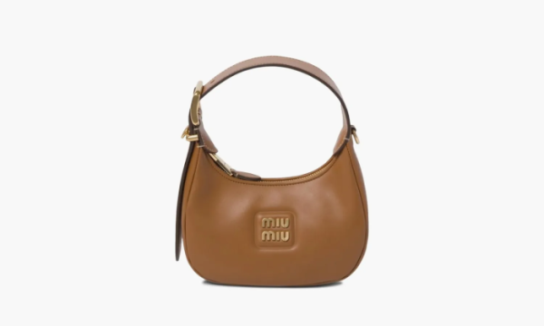 Miu Miu Wander Leather Mini Hobo Bag Caramel 