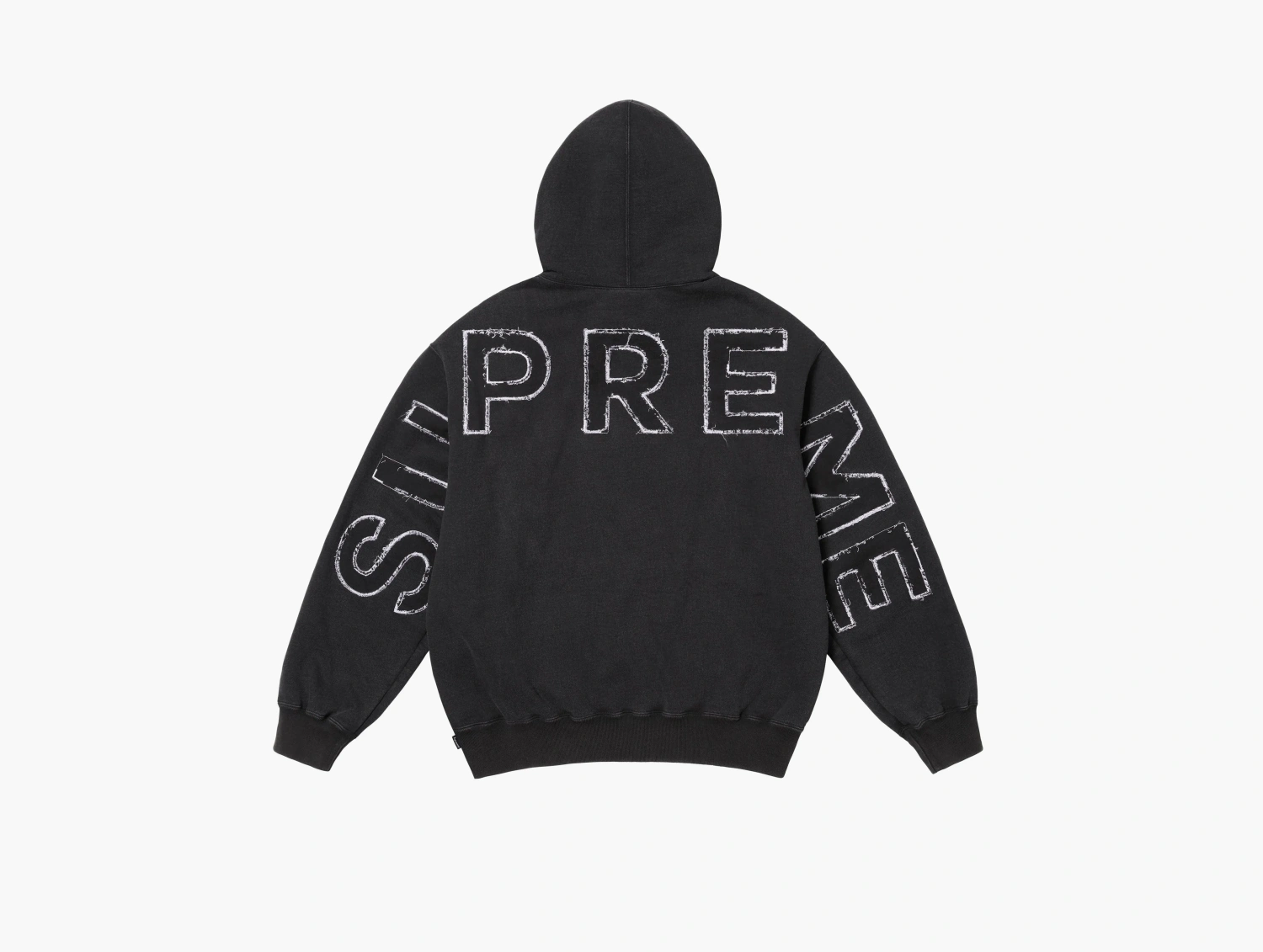 Supreme Frayed Hooded Sweatshirt Black 