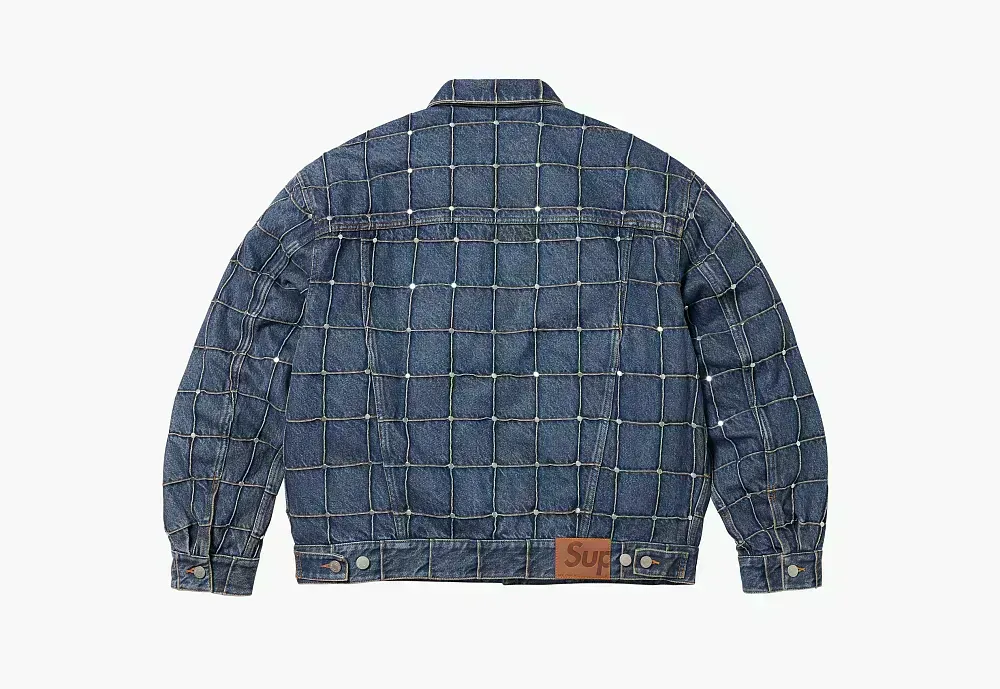 Supreme Studded Seam Denim Trucker Jacket  Blue