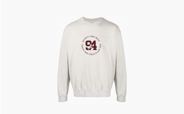 SPORTY & RICH Logo print Crew neck Sweatshirt Beige  SPORTY & RICH Logo print Crew neck Sweatshirt Beige