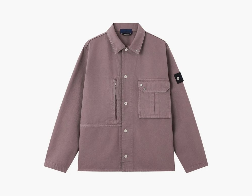 Stone Island Light Bull Denim-TC Overshirt Purple Grey