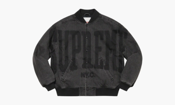 Supreme Washed Knockout Denim Varsity Jacket Washed Black 