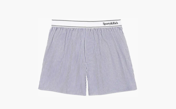 Sporty & Rich Serif Logo Boxer Shorts White/Navy 