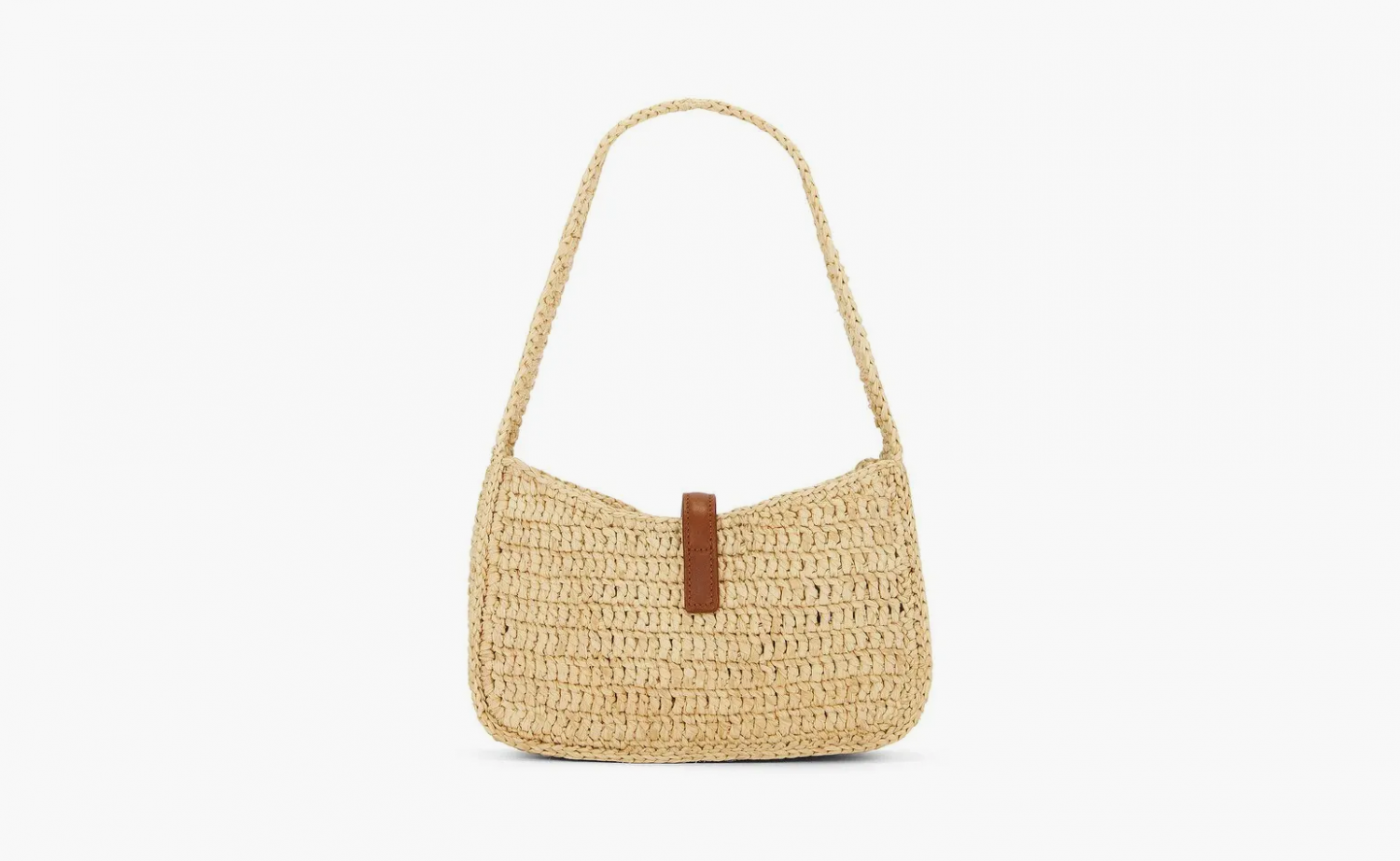 Saint Laurent Le 5 A 7 Mini Hobo Bag in Raffia "Natural/Brick" 