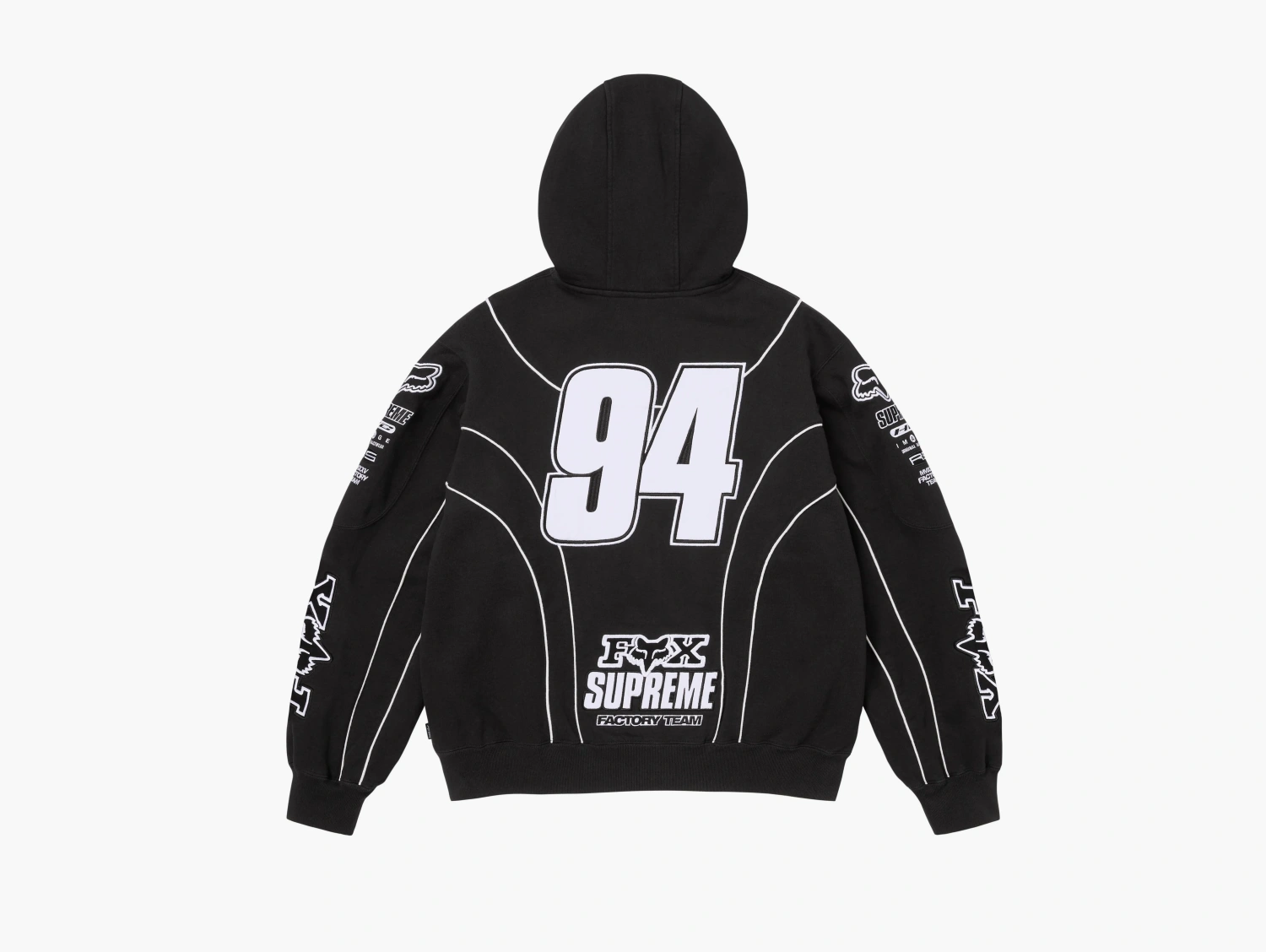 Supreme x Fox Racing Zip Up Hooded Sweatshirt Black 