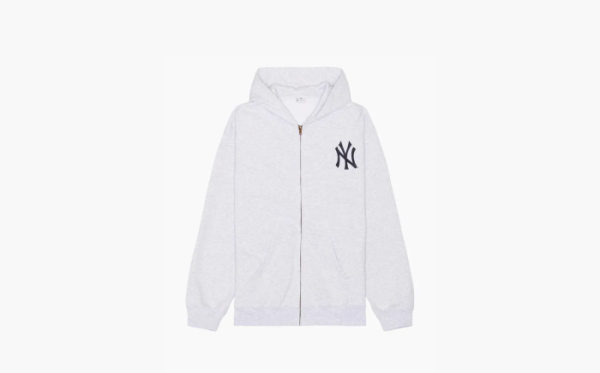 Sporty & Rich Yankees Serif Zip Hoodie Light Gray 