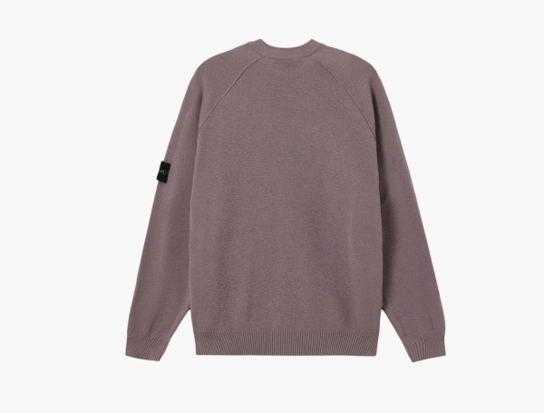 Stone Island Light Raw Hand Organic Cotton Crewneck Jumper Purple Grey 