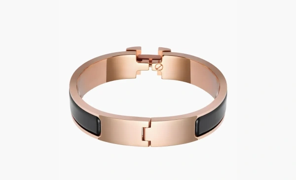 Hermes Clic H Narrow Bracelet, Noir, Rose Gold Plated  Hermes Clic H Narrow Bracelet, Noir, Rose Gold Plated