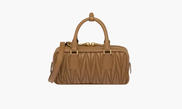 Miu Miu Matelassé Nappa Leather Mini Arcadie Bag Caramel 