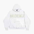 Balenciaga Tape Type Ripped Pocket Hoodie Large Fit White