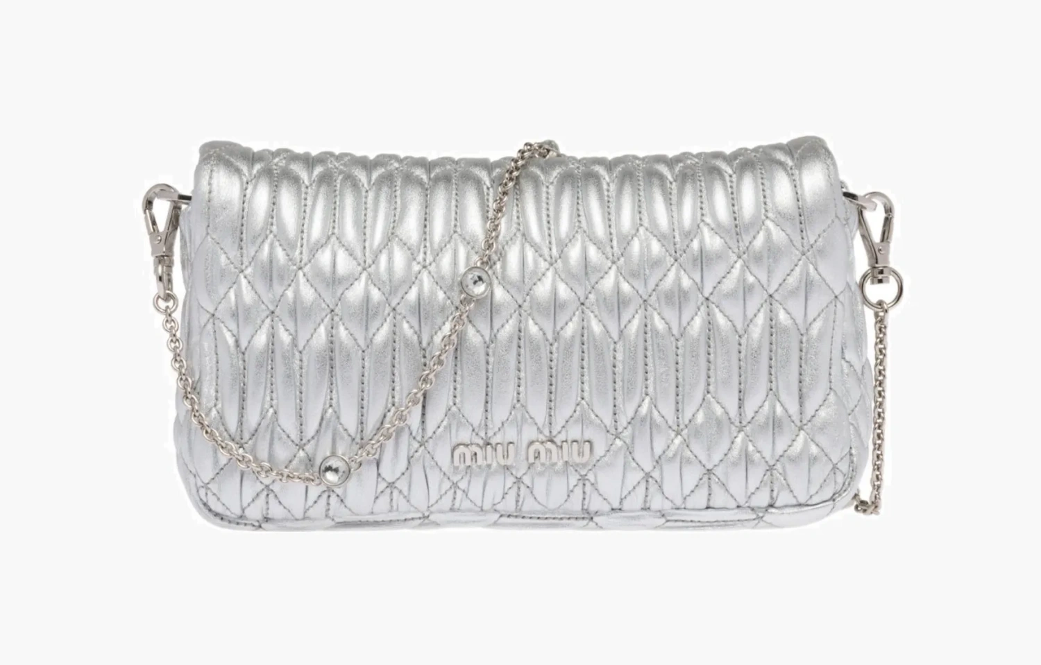 фото Miu Miu Nappa Leather And Crystal Mini-bag "Silver" (Miu Miu)-5BP079-FVJ-F0118-V-OOO