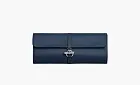 HERMES Glenan High Technology Silk With Swift Calfskin Clutch Navy