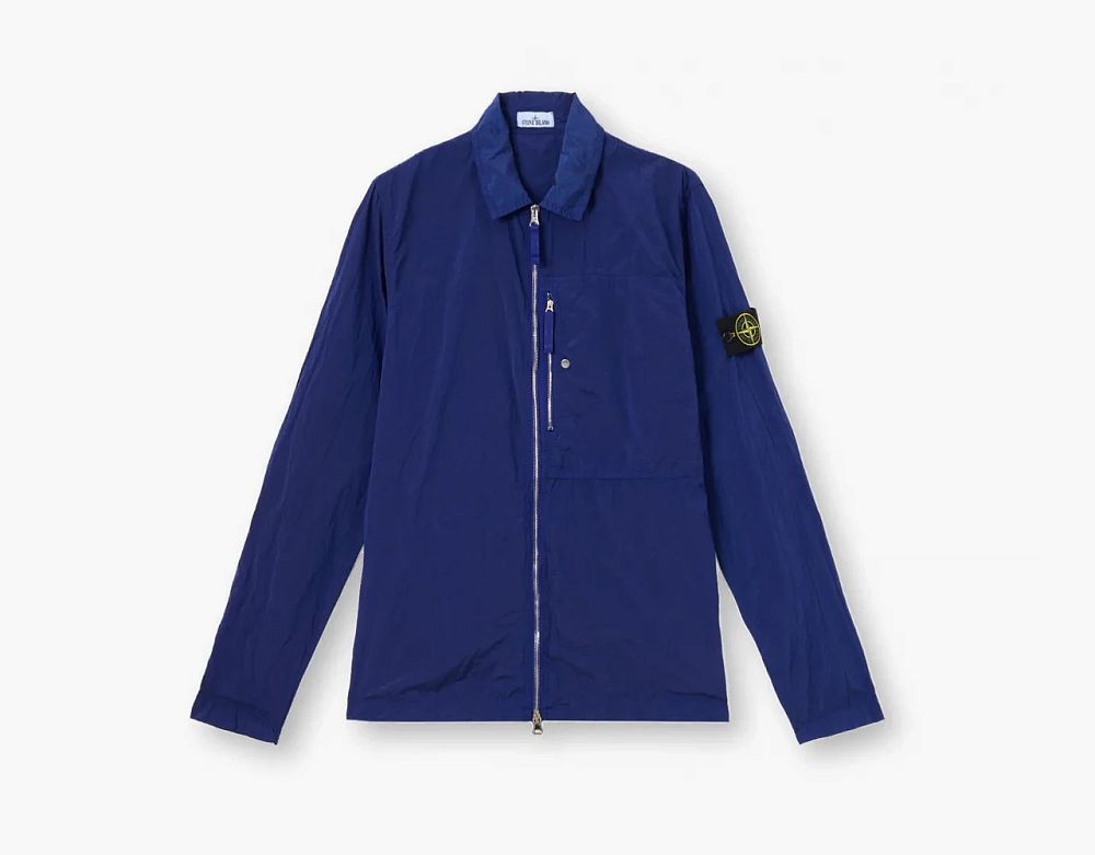 Stone Island Nylon Metal In Econyl Overshirt with Pocket and Two-Way Zip Navy