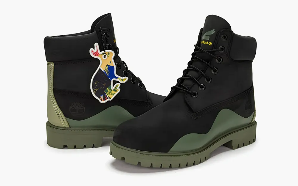 Timberland Heritage 6 Inch Waterproof Boot Black Nubuck with Green