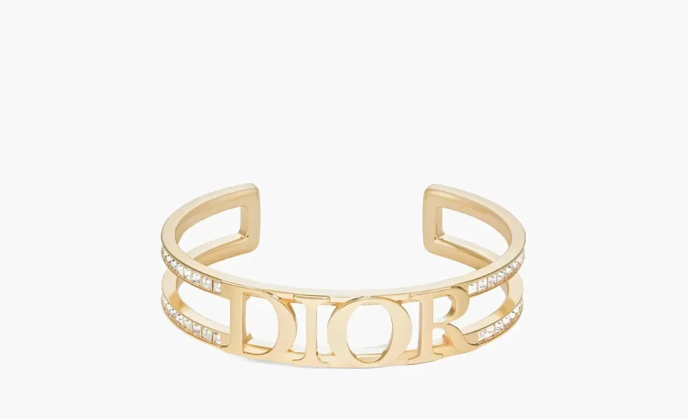 Dior Metal Bangles WMNS Gold Logo Cuff