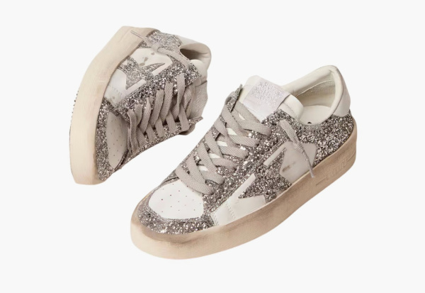 Golden Goose Stardan WMNS White Silver Glitter 