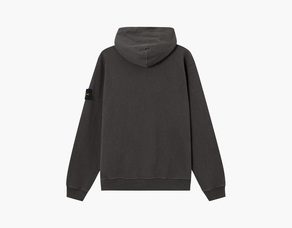 Stone Island Malfile Fleece Hooded Sweatshirt Charcoal Grey