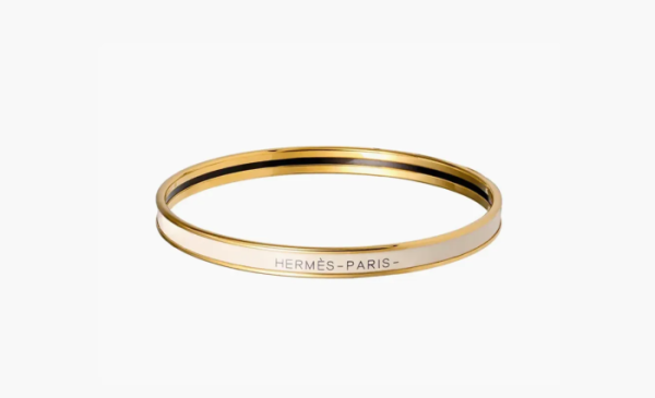 Hermès Enamel Bangles Unisex Cream White/Gold 
