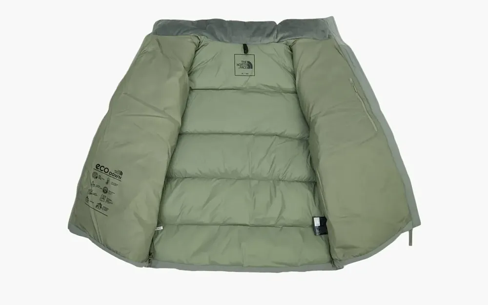 The North Face Logo Stand Collar Long Sleeve With Down Jacket Green
