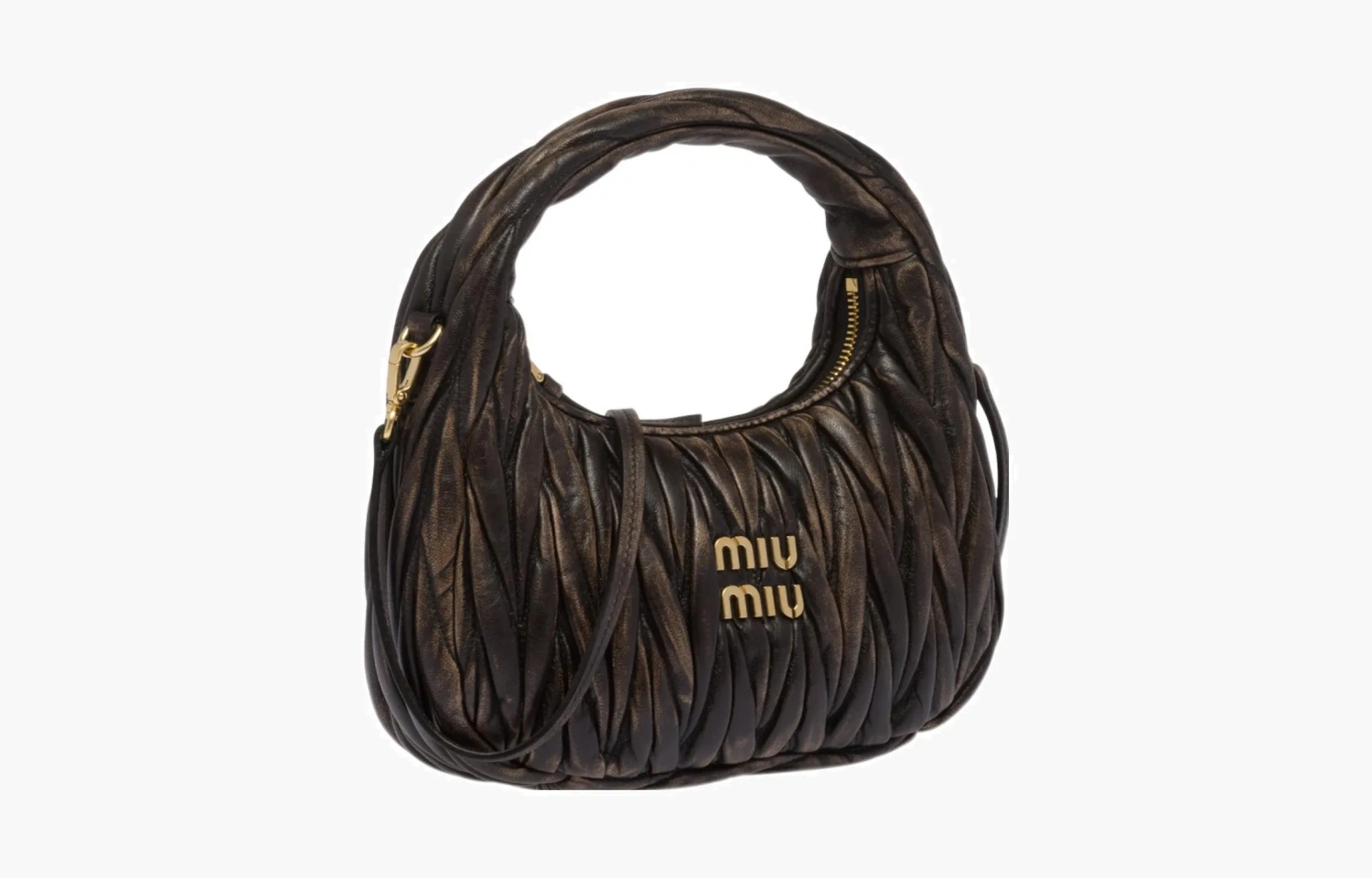 Miu Miu Wander matelassé nappa leather mini hobo bag "Brown" 