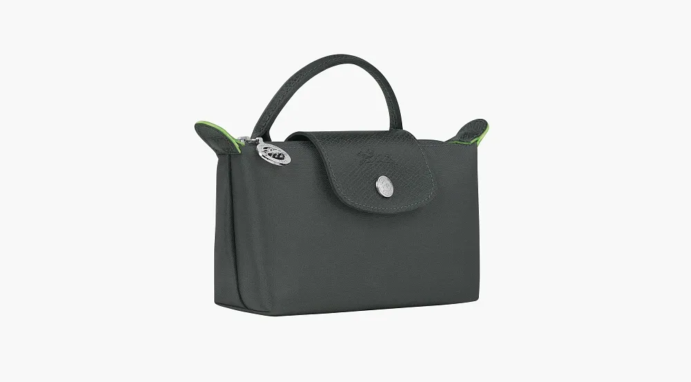 Longchamp Le Pliage Green Handle Pouch Graphite