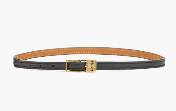 Amazona Smooth Calfskin Leather Padlock Belt Black/Gold 