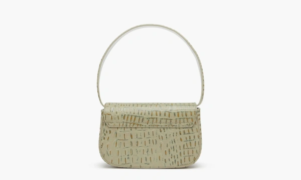 Diesel 1DR Shoulder Bag Croc-print Military Green 