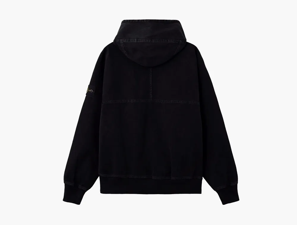Stone Island Zip-Up Hooded Jacket Black