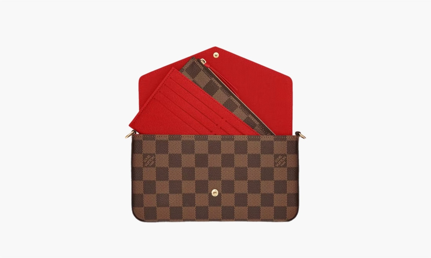 Louis Vuitton Pochette Felicie Damier Ebene "Cerise Red Lining" 