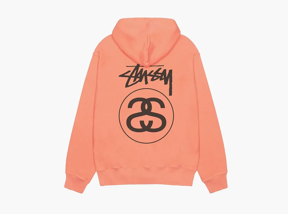 Stussy Stock Link Zip Hoodie Pigment Dyed Sherbert