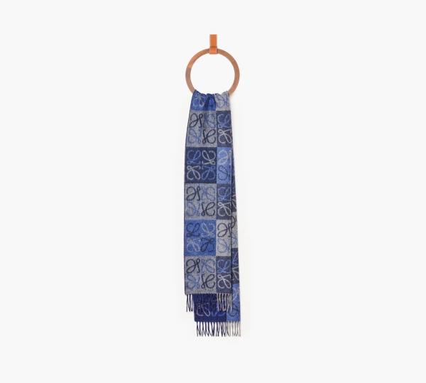 Loewe Scarf In Wool and Cashmere Blue 