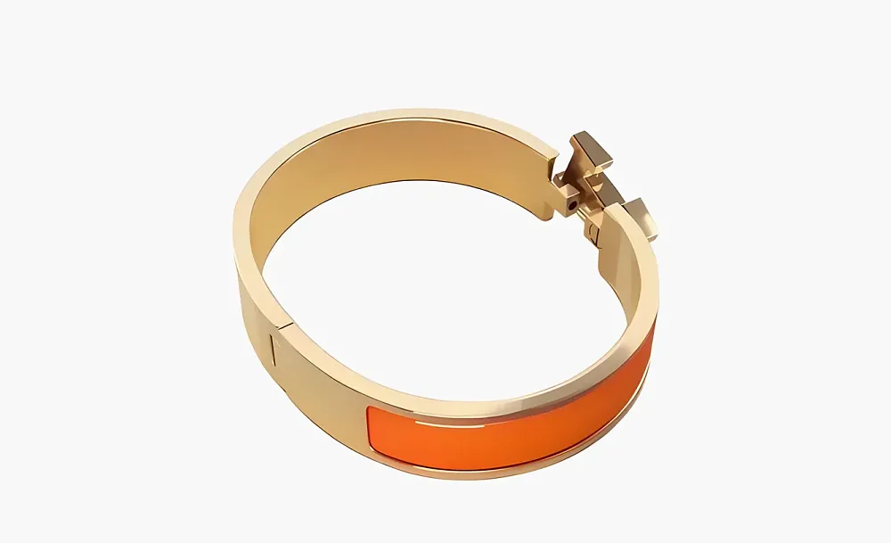 Hermes Enamel Clic H Bracelet Fresh Orange
