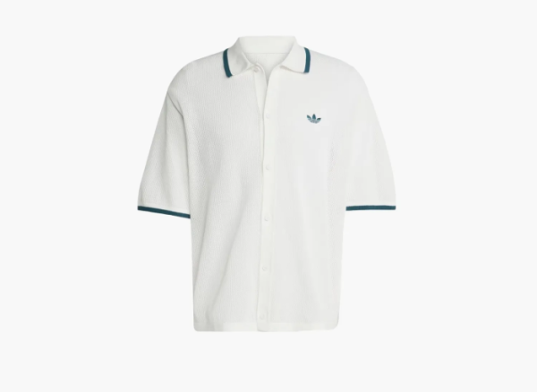 Adidas Originals Button Down Knitted Shirt  Wonder White 