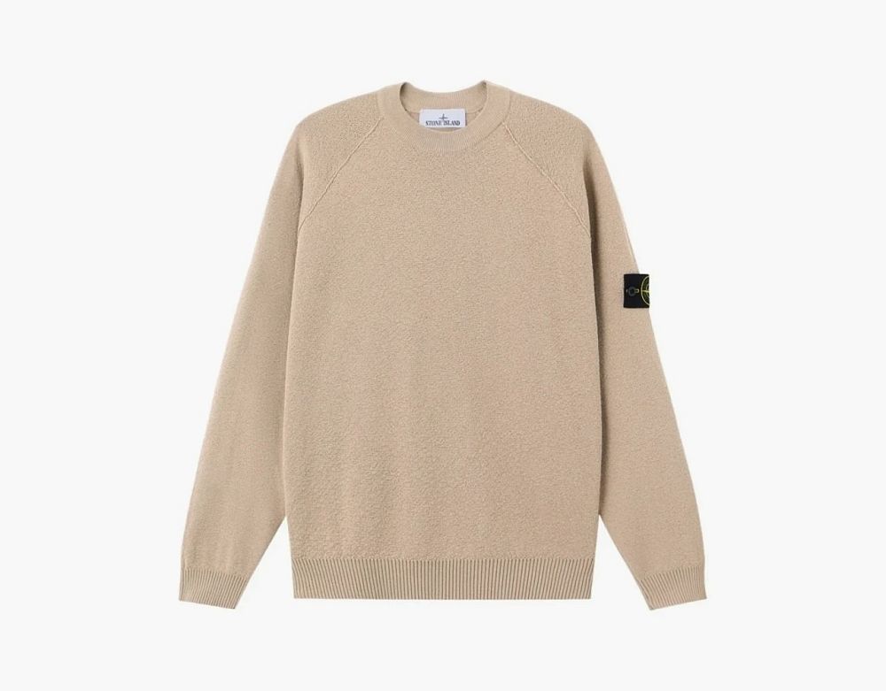 Stone Island Light Raw Hand Organic Cotton Crewneck Jumper Desert