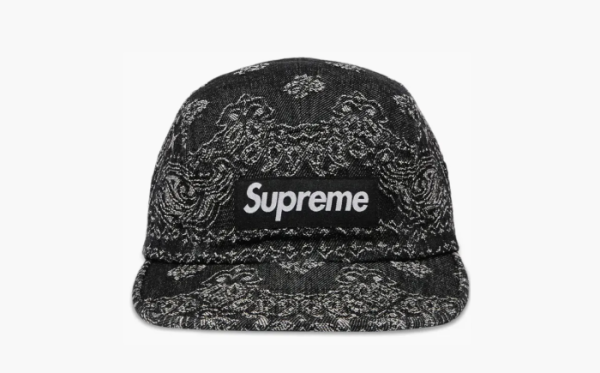Supreme Bandana Jacquard Denim Camp Cap Black 