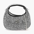 Miu Miu Wander Satin And Silk Mini Hobo Bag With Syntentic Crystals Black