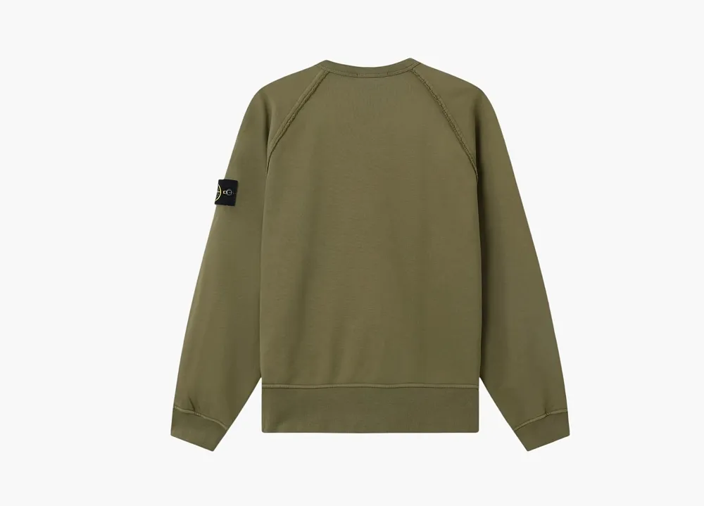 Stone Island Organic Cotton Fleece Crewneck Sweatshirt Military Green