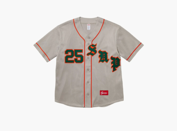 Supreme Old English Baseball Jersey Grey  Supreme Old English Baseball Jersey Grey