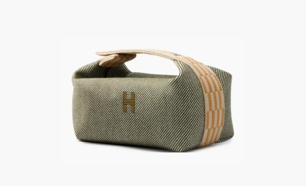 HERMES  Bride a Brac Wool Twill Handbag Toiletry Bag Green 