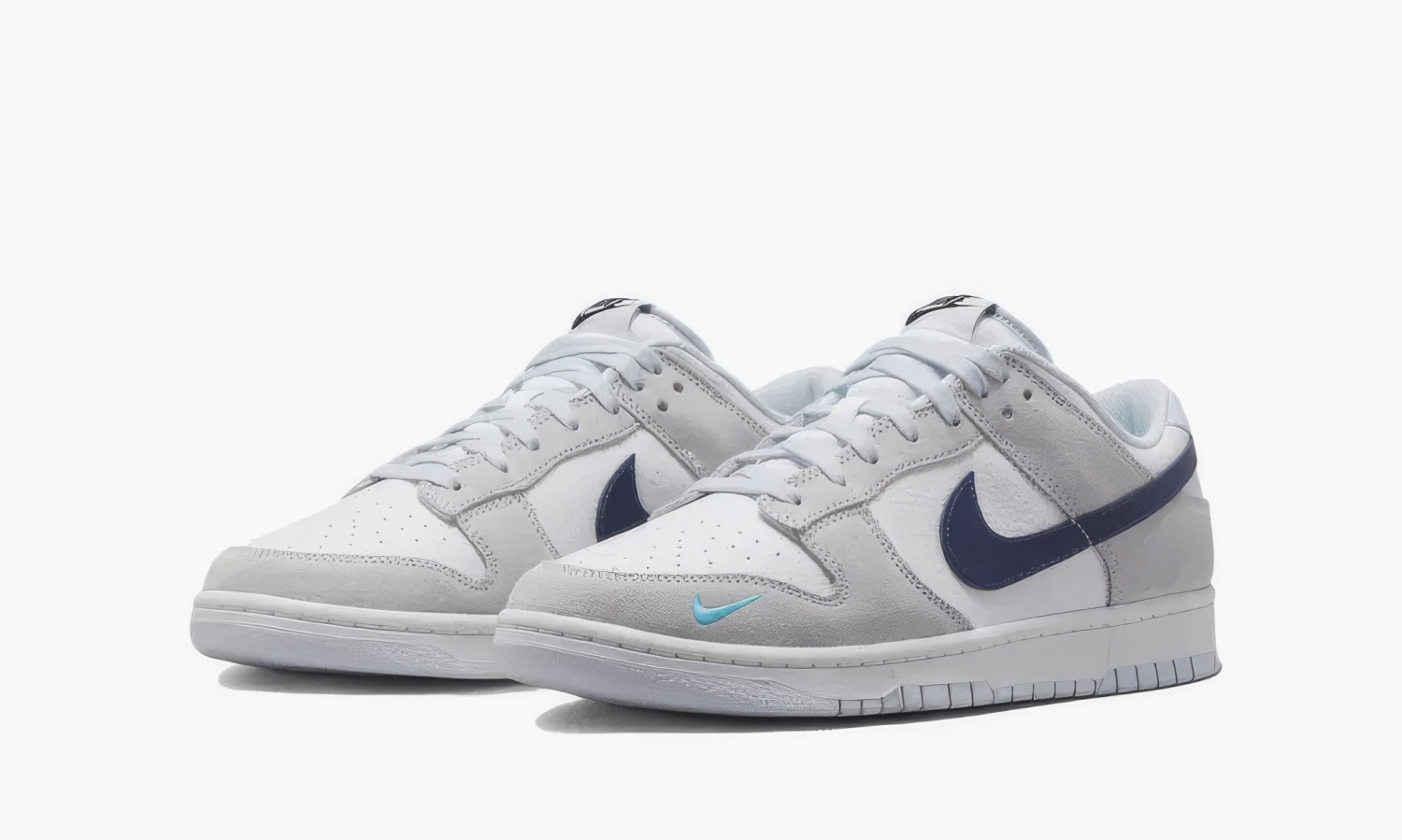 Nike Dunk Low "White Grey Navy Aqua Mini Swoosh" 