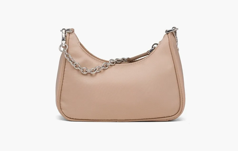 Prada Re-Edition Nylon Mini Shoulder Bag Cameo Beige