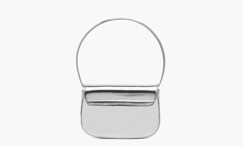 Diesel 1DR Shoulder Bag Mirrored Leather Silver