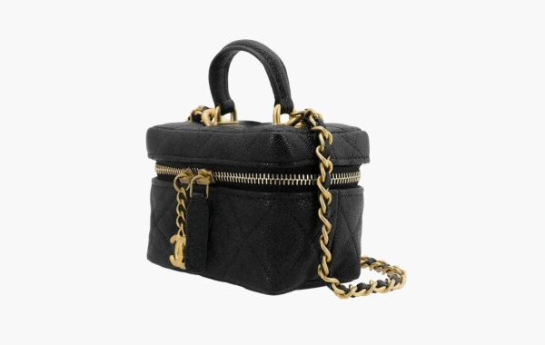 Chanel Small Vanity With Chain Leather Crossbody Bag Black 