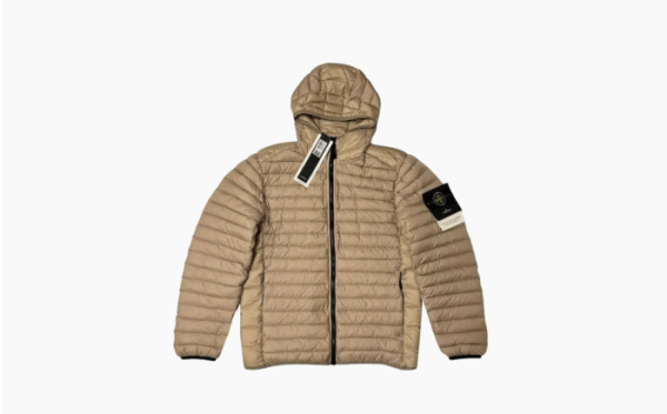 Stone Island Gray Garment-dyed Down Jacket Brown 