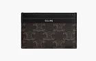 Celine Medium Card Holder Triomphe Canvas and Calfskin Brown
