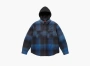Supreme Quilted Lined Hooded Flannel Shirt Blue Plaid 