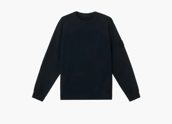 Stone Island Crewneck Sweatshirt with Ribbed Details Navy Blue  Stone Island Crewneck Sweatshirt with Ribbed Details Navy Blue