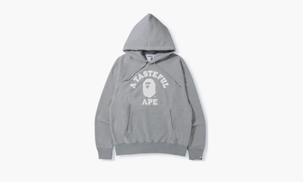 BAPE x JJJJound Relaxed Classic College Pullover Hoodie Gray 