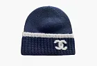 Chanel Beanie Hat Wool Navy Blue